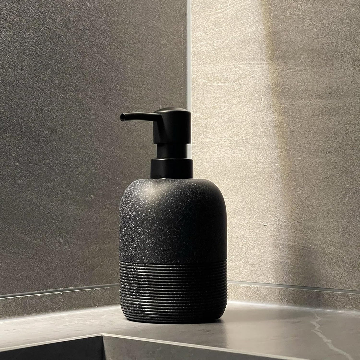 GalDal Matte Black Soap Dispenser Sets with Pump,Hand Soap and Lotion Dispenser for Bathroom Countertop,Morden Soap Dispenser for Kitchen-10.6oz.