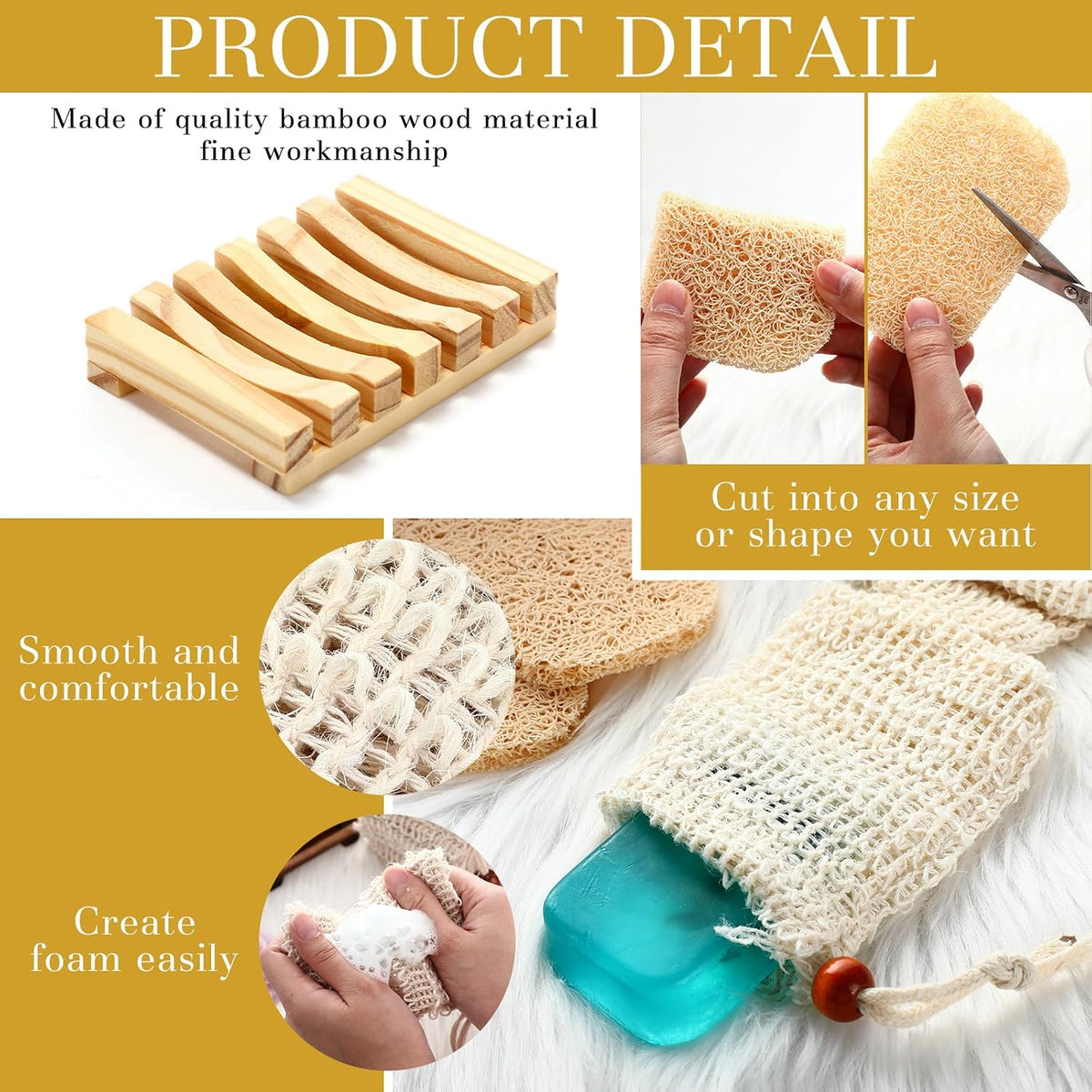 Baderke Soap Saver Wooden Dish Holder Bag and Pads, Wood Color, 36 Pcs