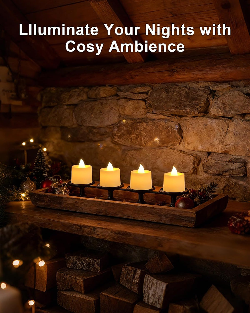 Amagic 50 Pack LED Votive Candles Battery operated, Warm Ivory