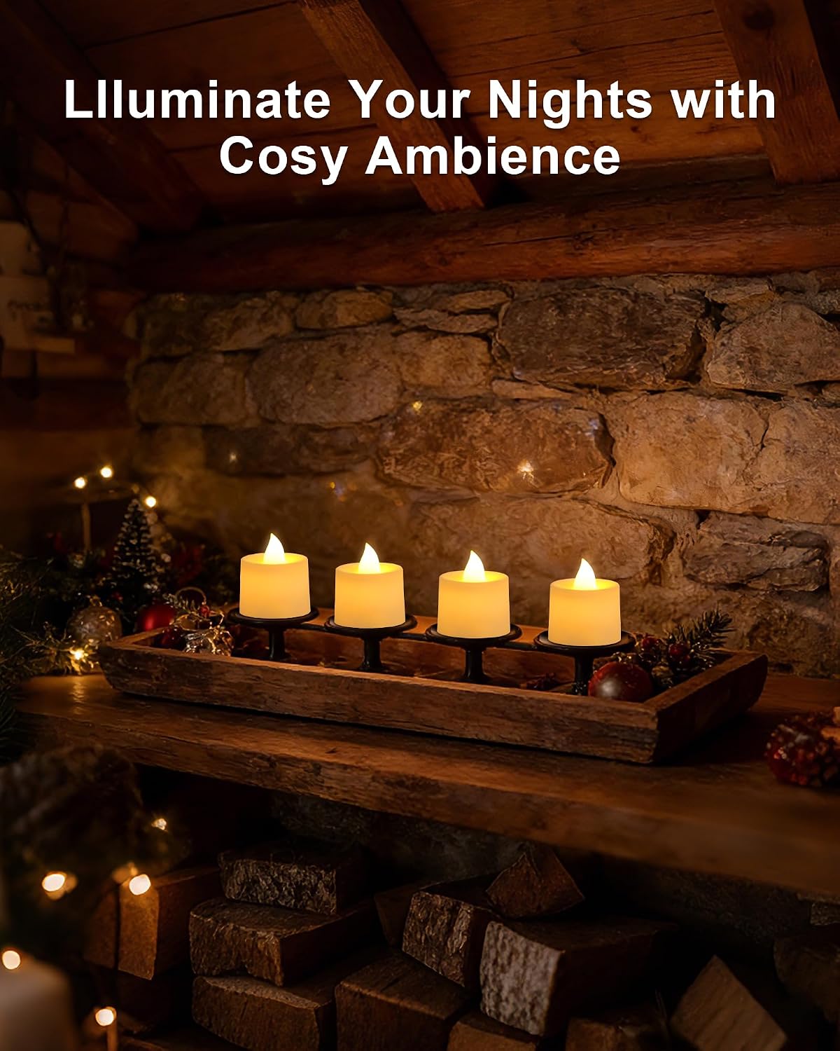 Amagic 50 Pack LED Votive Candles Battery operated, Warm Ivory