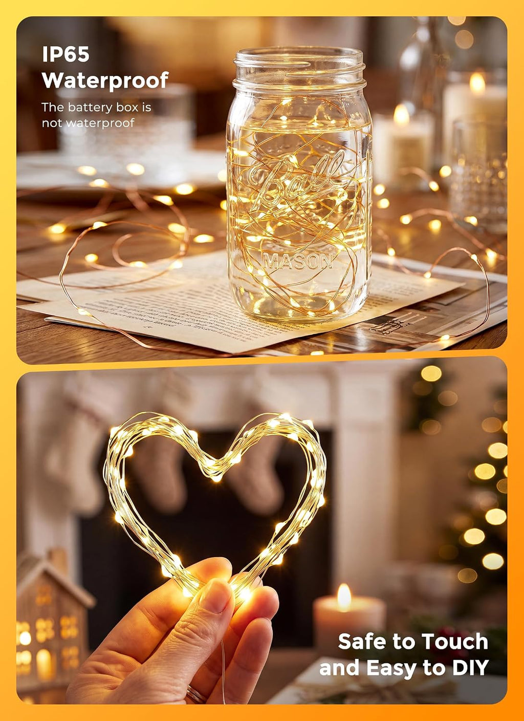 Brightown 8 Pack Rechargeable Fairy Lights Battery Operated with 4 Remote