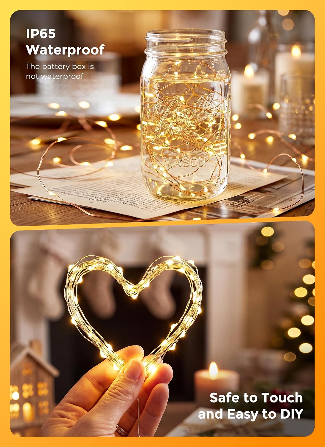 Brightown 8 Pack Rechargeable Fairy Lights Battery Operated with 4 Remote