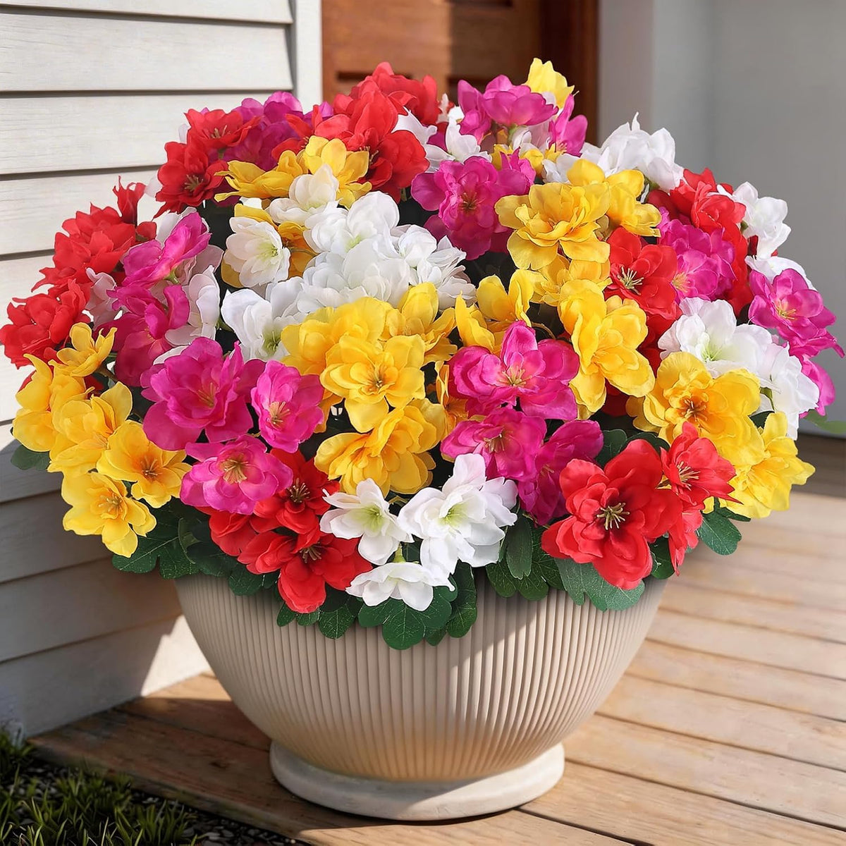 16 Bundles 16" Artificial Azalea Flower Bouquet for Front Door(Mixed Color)