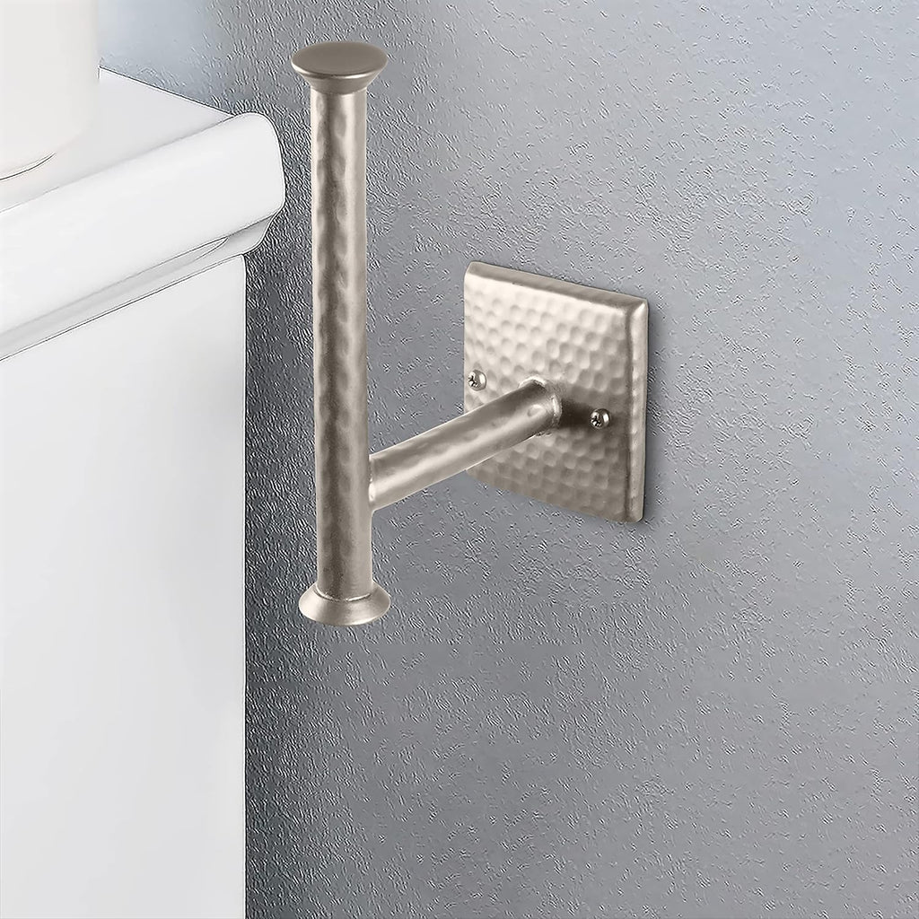 Monarch Abode Bathroom Toilet Paper Holder – 7-inch Traditional Hand Hammered Metal Wall Mounted Brushed Nickel Toilet Paper Holder, Wall Mount Organizer Decorative Tissue Holders for Bathroom