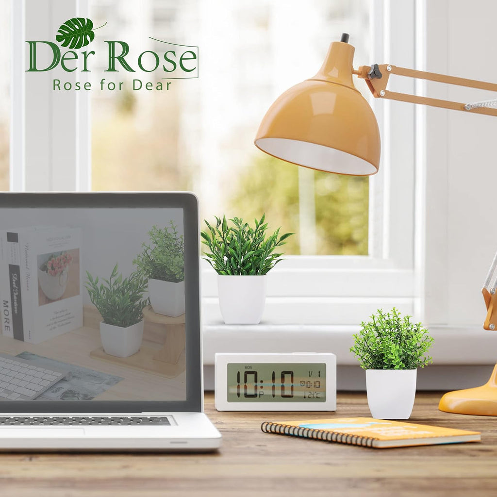 Der Rose 2 Pack Artificial Greenery Plants Indoor for Office Desk Decor
