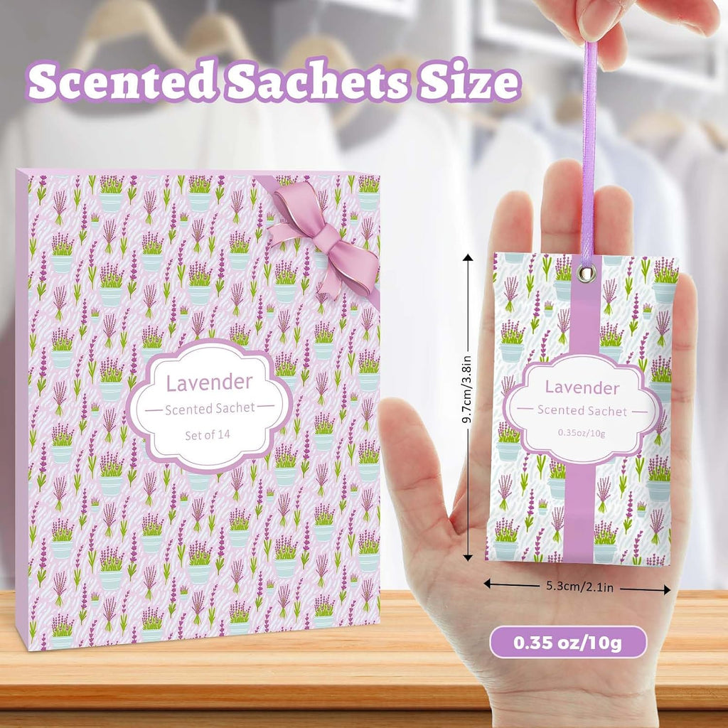 STRN Scented Sachets for Drawer and Closet, Lavender Scent 14 Pack for Home