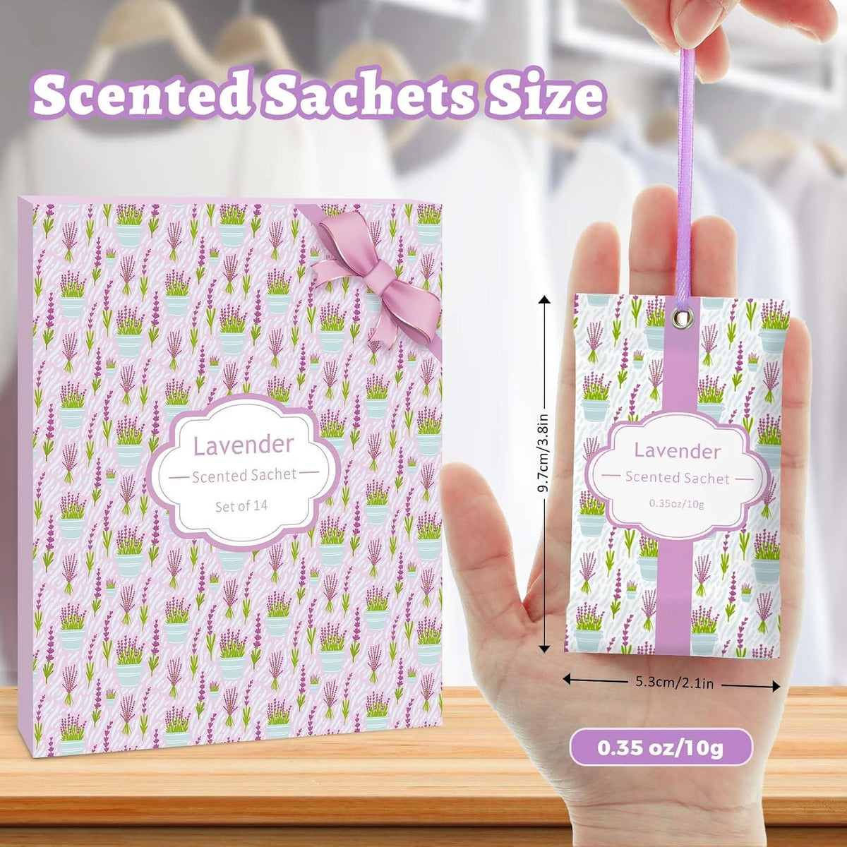 STRN Scented Sachets for Drawer and Closet, Lavender Scent 14 Pack for Home