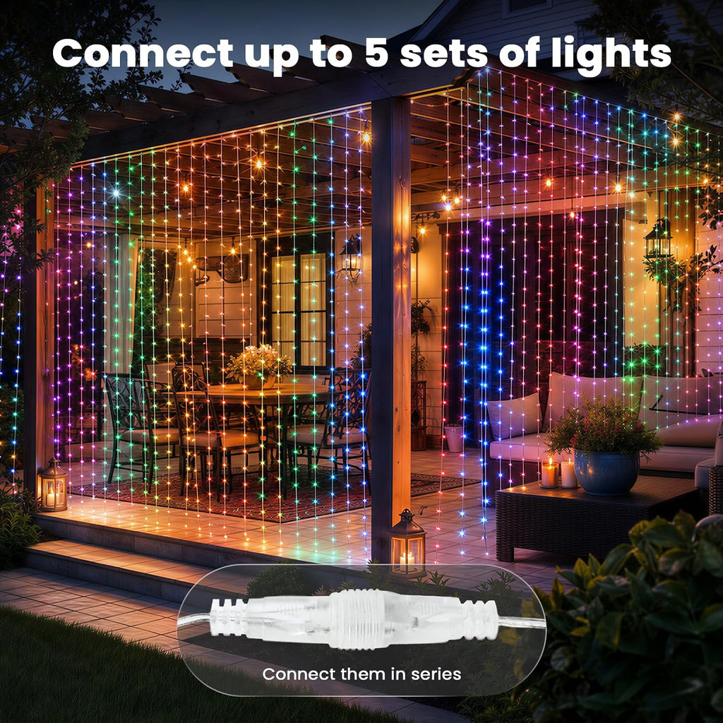 Twinkle Star 300 LED Dual Color Christmas String Curtain Lights, RGBW