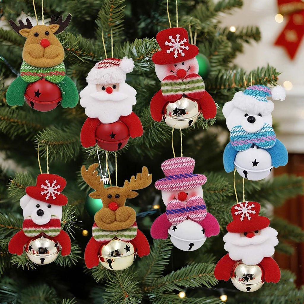 Happy Trees Christmas Tree Plush Ornaments, Set of 8 Hanging Decorations