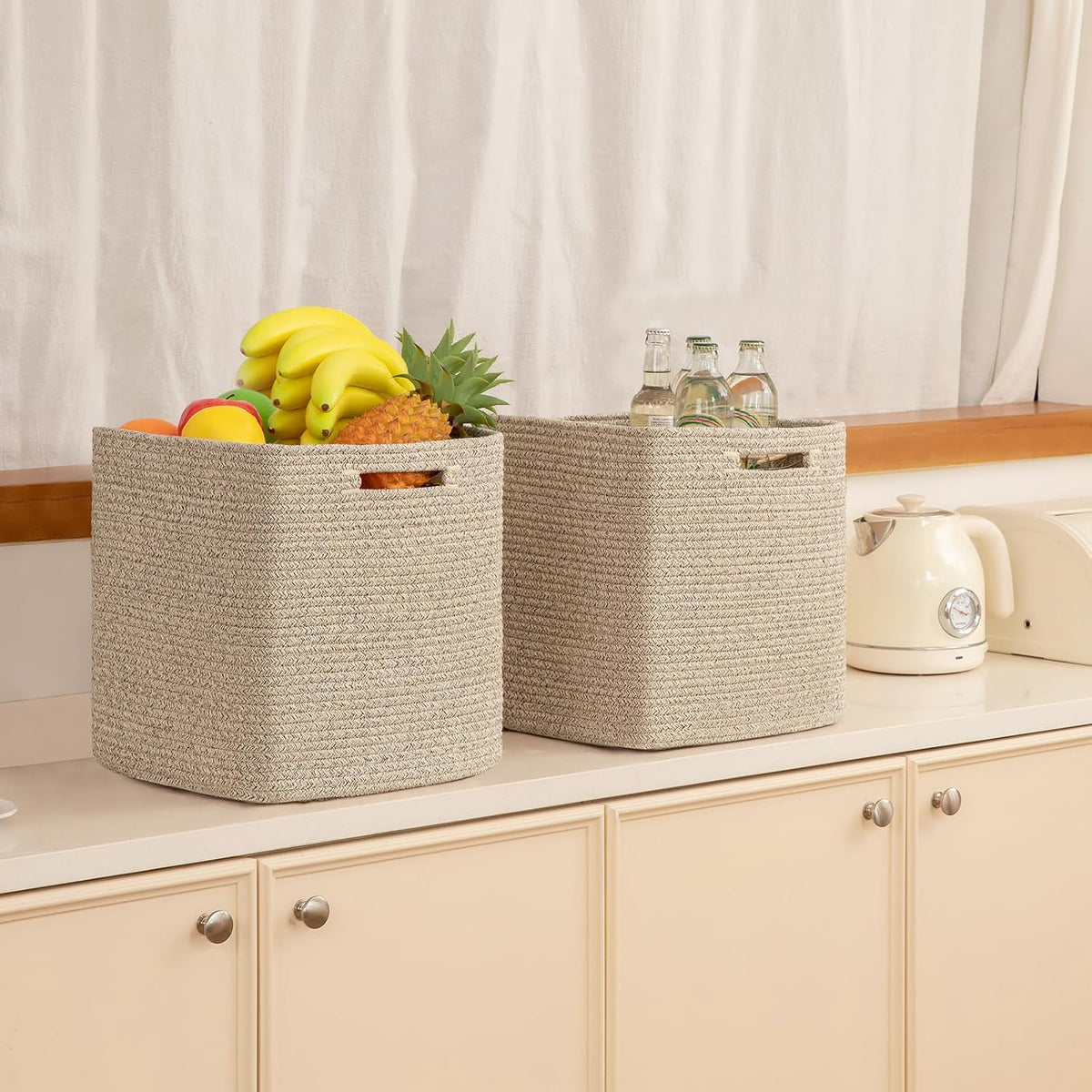 OIAHOMY 2 PACK Cube Storage Bin 11 Inch Collapsible Storage Cube Brown
