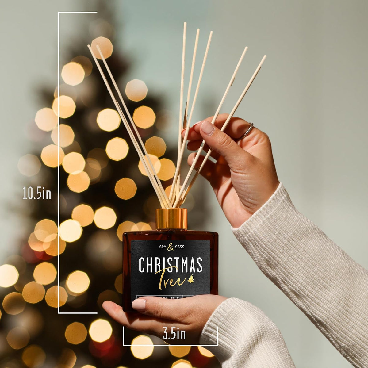 Christmas Tree Diffuser, Christmas Diffuser Decor - w/Pine Balsam, Cedar & Citrus I Infused w/Essential Oils I 3.75 OZ Oil I Long-Lasting Scent Lasts 4-6 Month's I Made in The USA