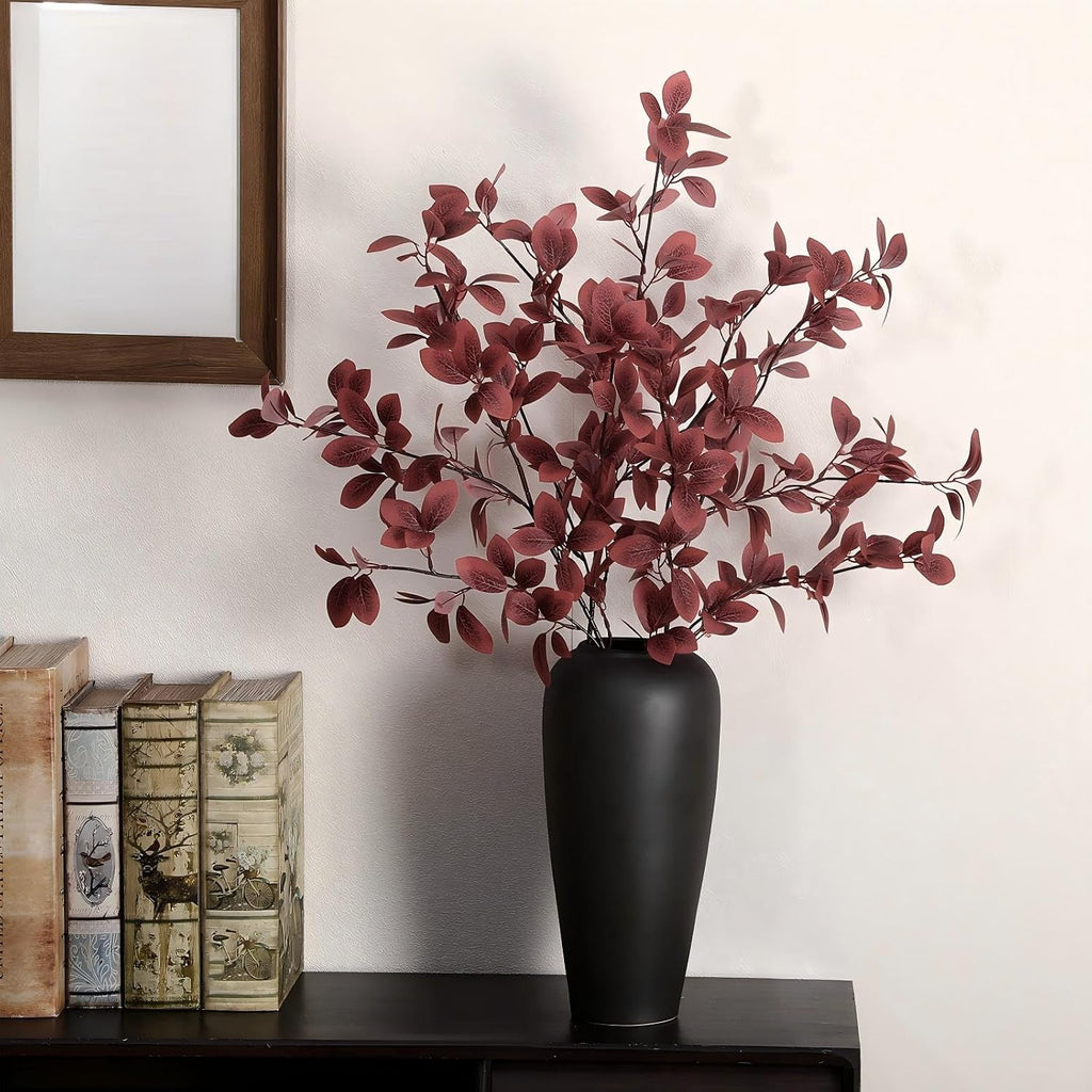 Janinka 5 Pcs Faux Fall Eucalyptus Stems for Vases Farmhouse, Red