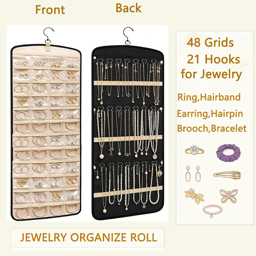 Hanging Jewelry Organizer, 1Pcs Double-Sided Jewelry Organizers and Storage