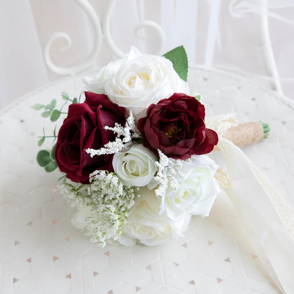 Burgundy Wedding Bouquets for Bride, Bridesmaid Flower Bouquet