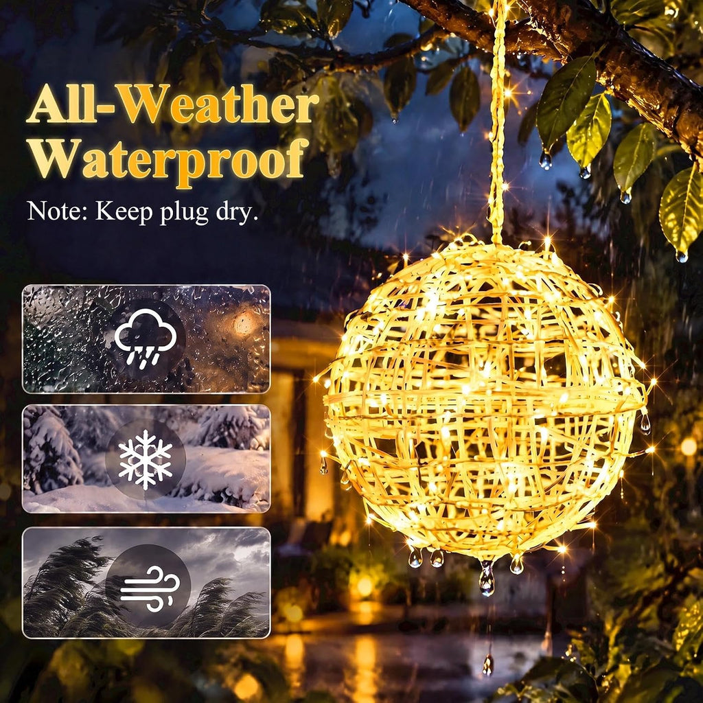 4Pack 11.9" Christmas Light Ball Outdoor, Warm White & Multicolor