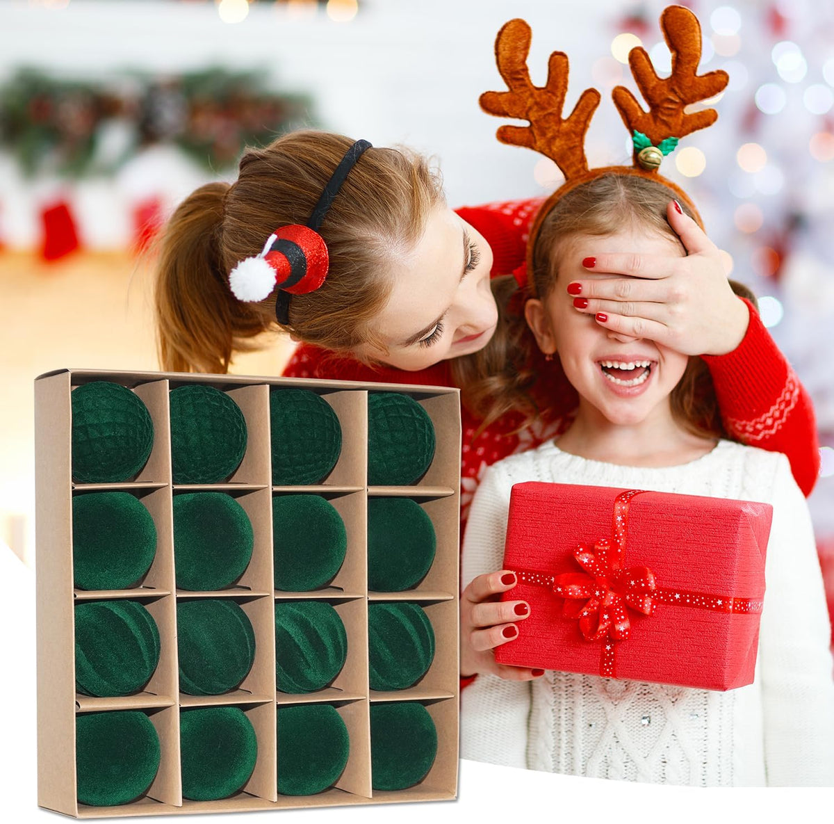 Artmag 16 Pcs Velvet Christmas Balls Hanging Ornaments Set, Shatterproof Plastic Flocked Christmas Tree Balls Xmas Decorations Festival Holiday Party Decor (Green,2.36 Inch)