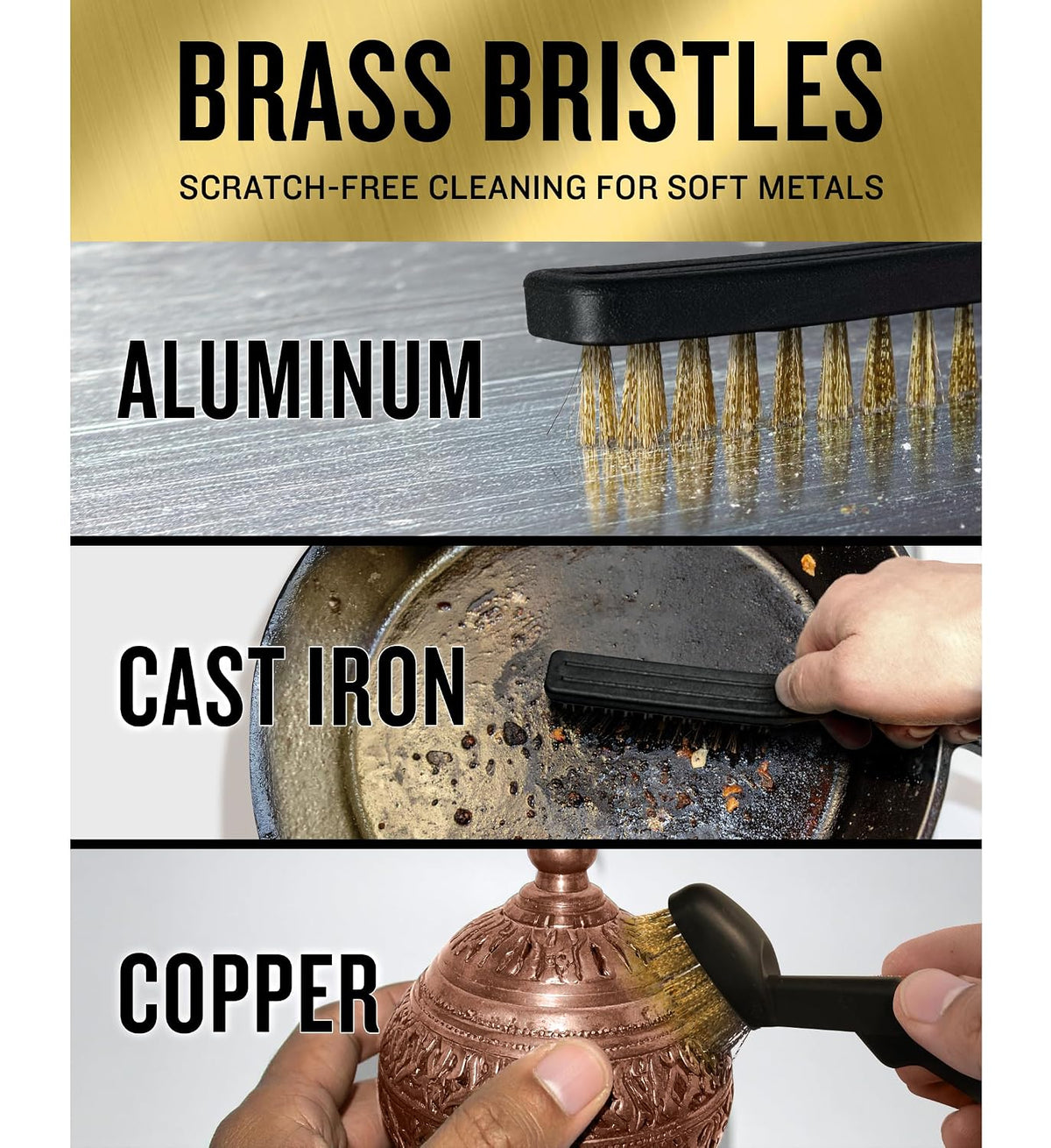 VViViD Wire Detail Brush Set 6pcs, Nylon, Brass and Stainless Steel Bristle, Rust, Paint and Dirt Remover, Cleaning Welding Slag, Scrubbing, Small and Big Size
