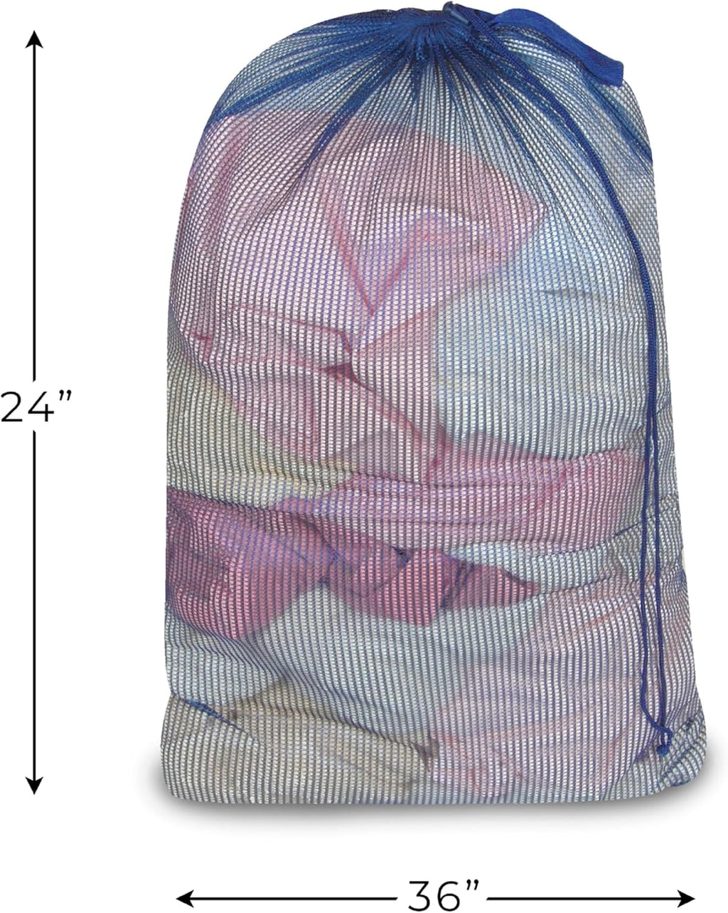Smart Design Mesh Laundry Bag w/ Handle & Push Lock Drawstring - VentilAir Mesh Material - for Clothes & Laundry - Home Organization (Holds 3 Loads) (36 x 24 Inch) [Blue]