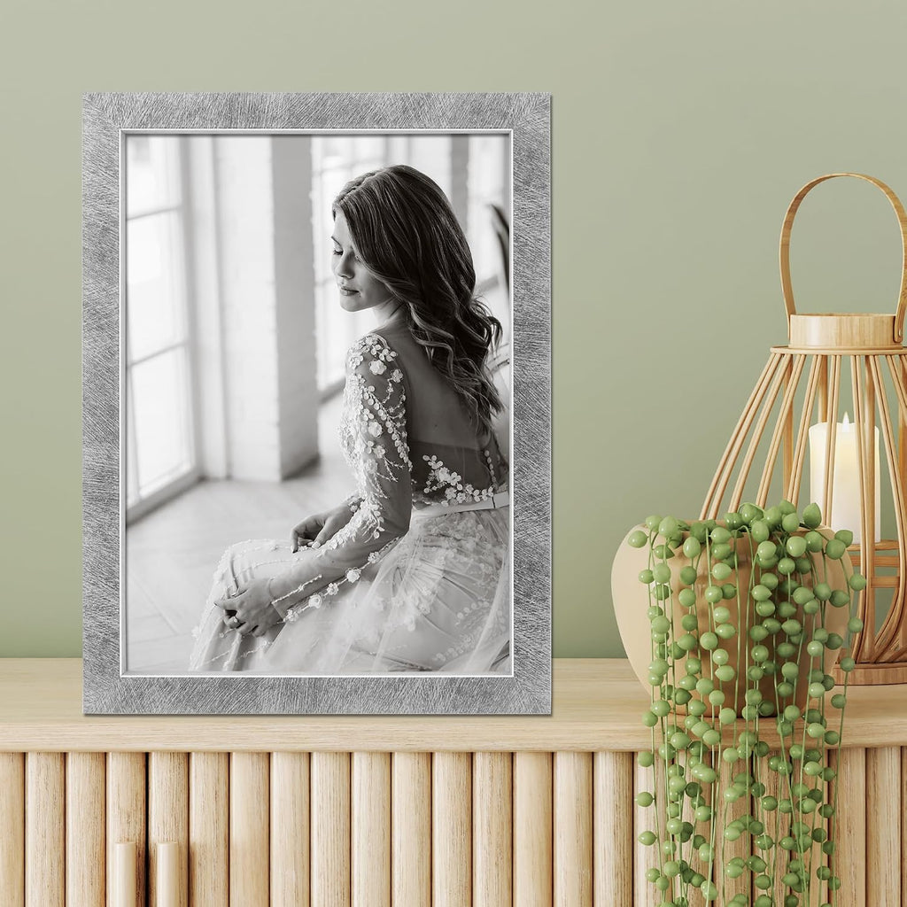 Lawrence Frames Chloe Contemporary Picture Frame, 5x7, Silver