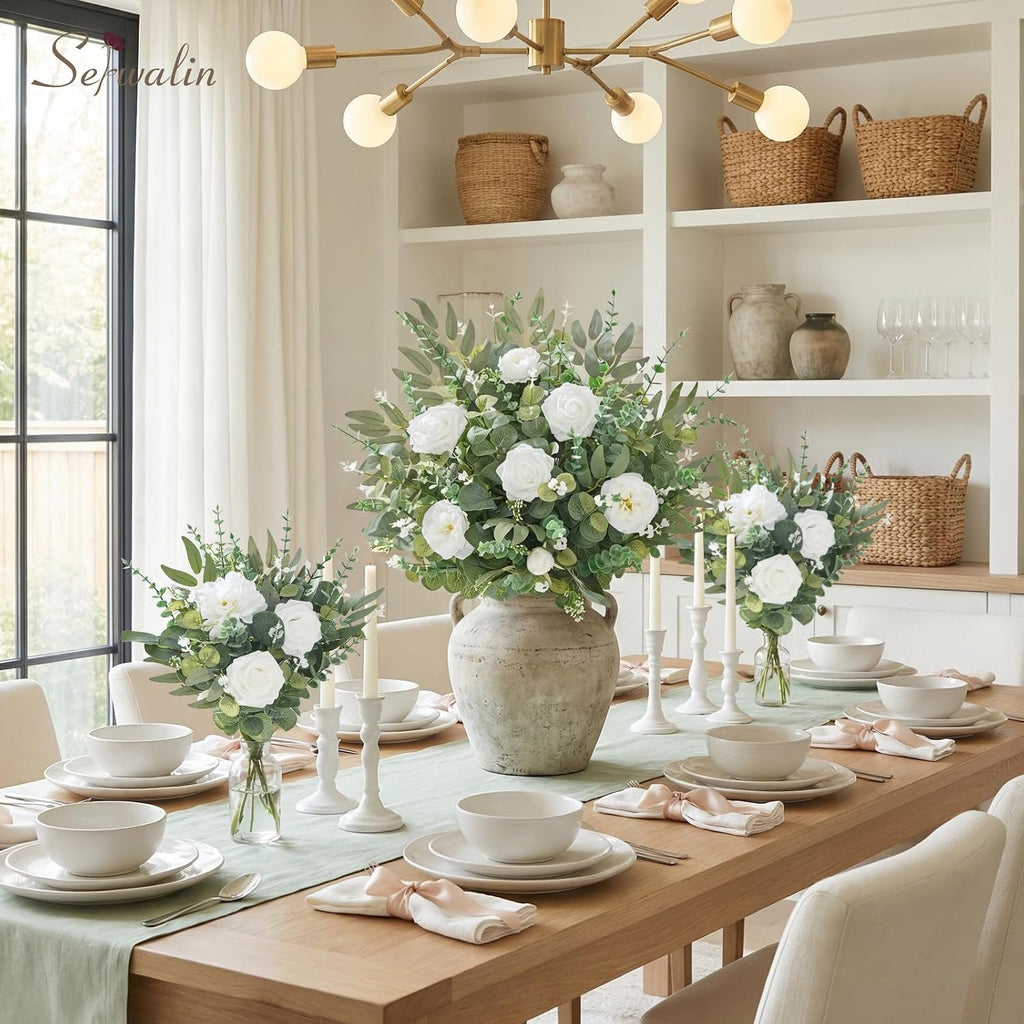 Serwalin 35PCS Artificial Mixed Eucalyptus Stems, Greenery for Centerpieces