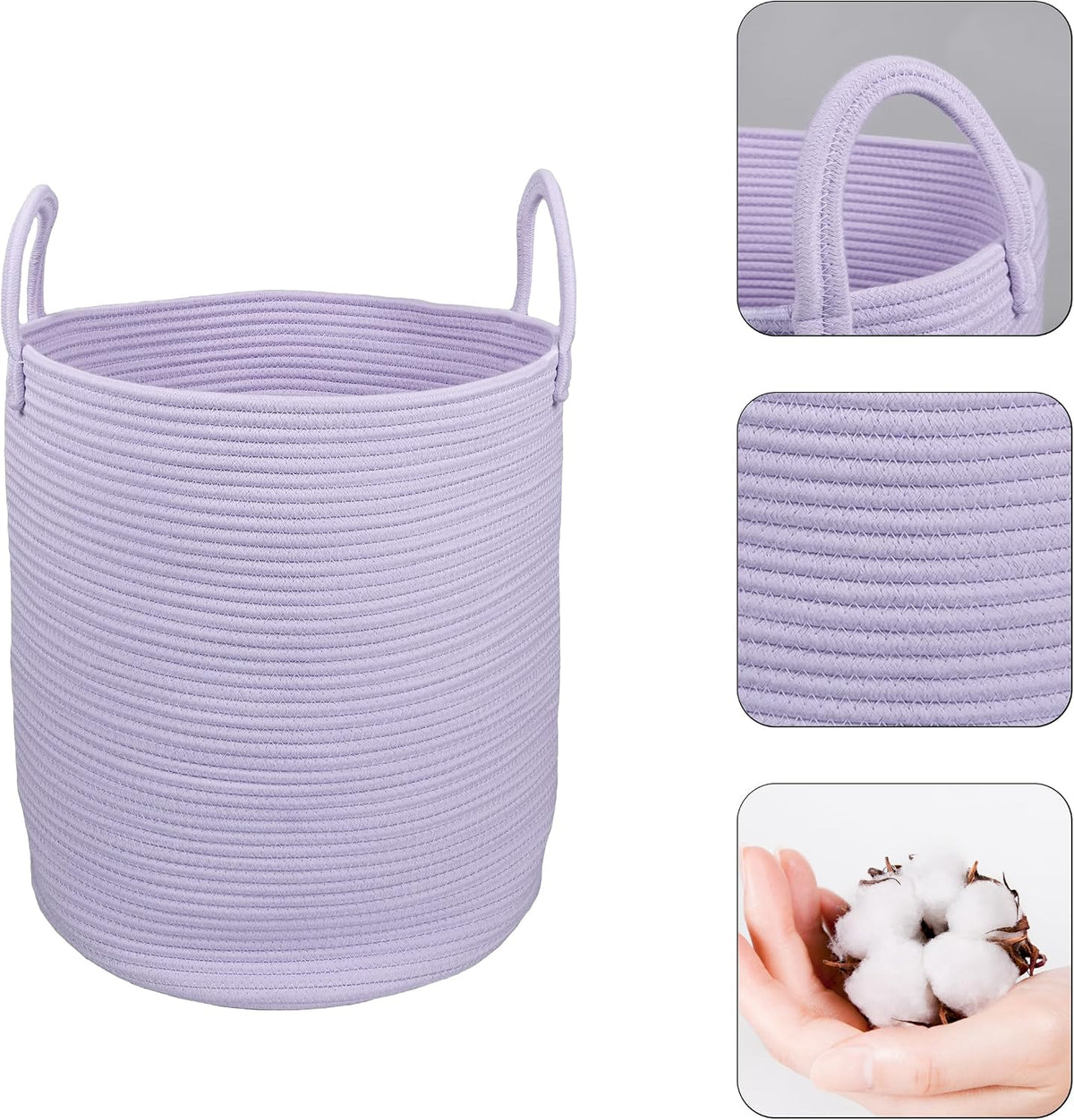XUANGUO Rope Laundry Basket Hamper for Clothes Large Purple or Lavender