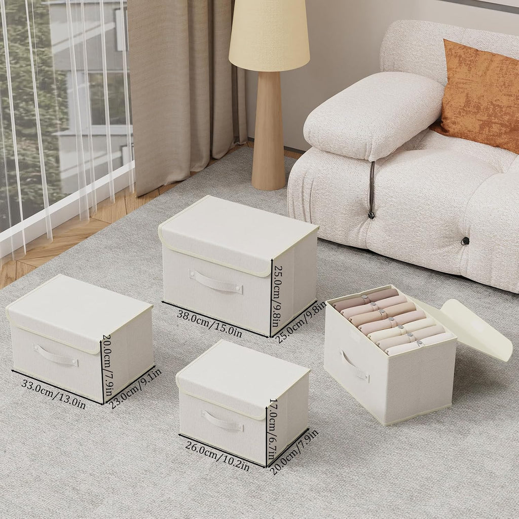 Cloth Storage Baskets with Handles,Beige 15x9.8x9.8in,1 Pack