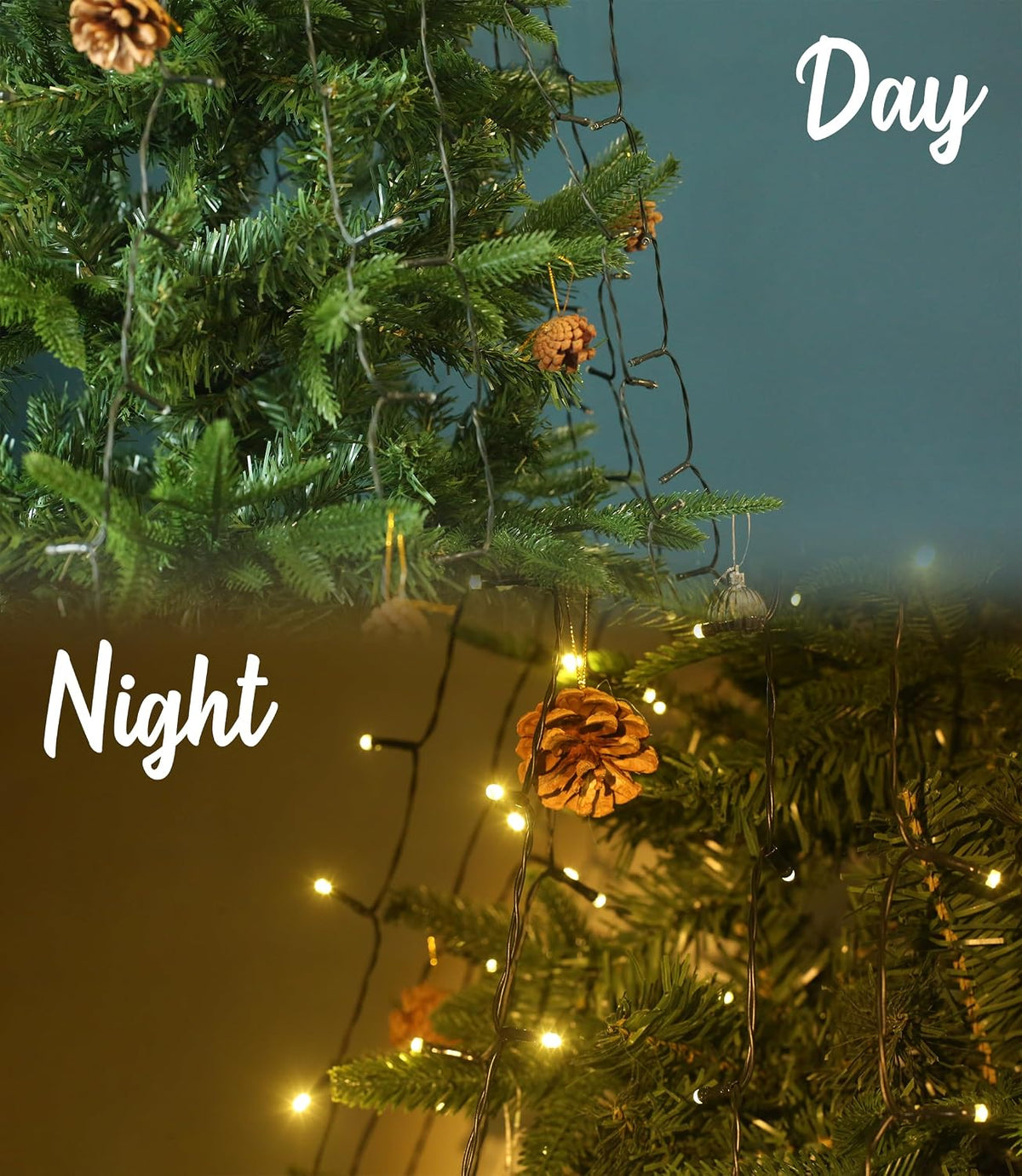 Flechllary Christmas Tree Lights, 280 LED Christmas Lights with 8 Light Modes，6.6FT x 16 String Lights with Timer&Memory Functions for Christmas Tree Decorations（Warm White）