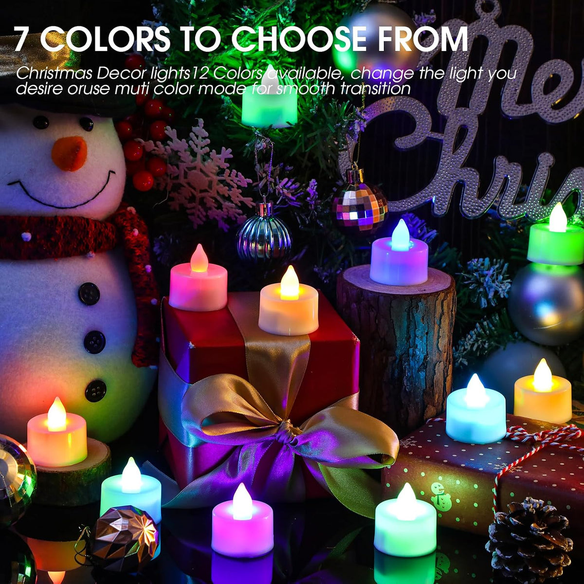 Coume 72 Pack Flameless Tea Light Candle Bulk, Color Changing
