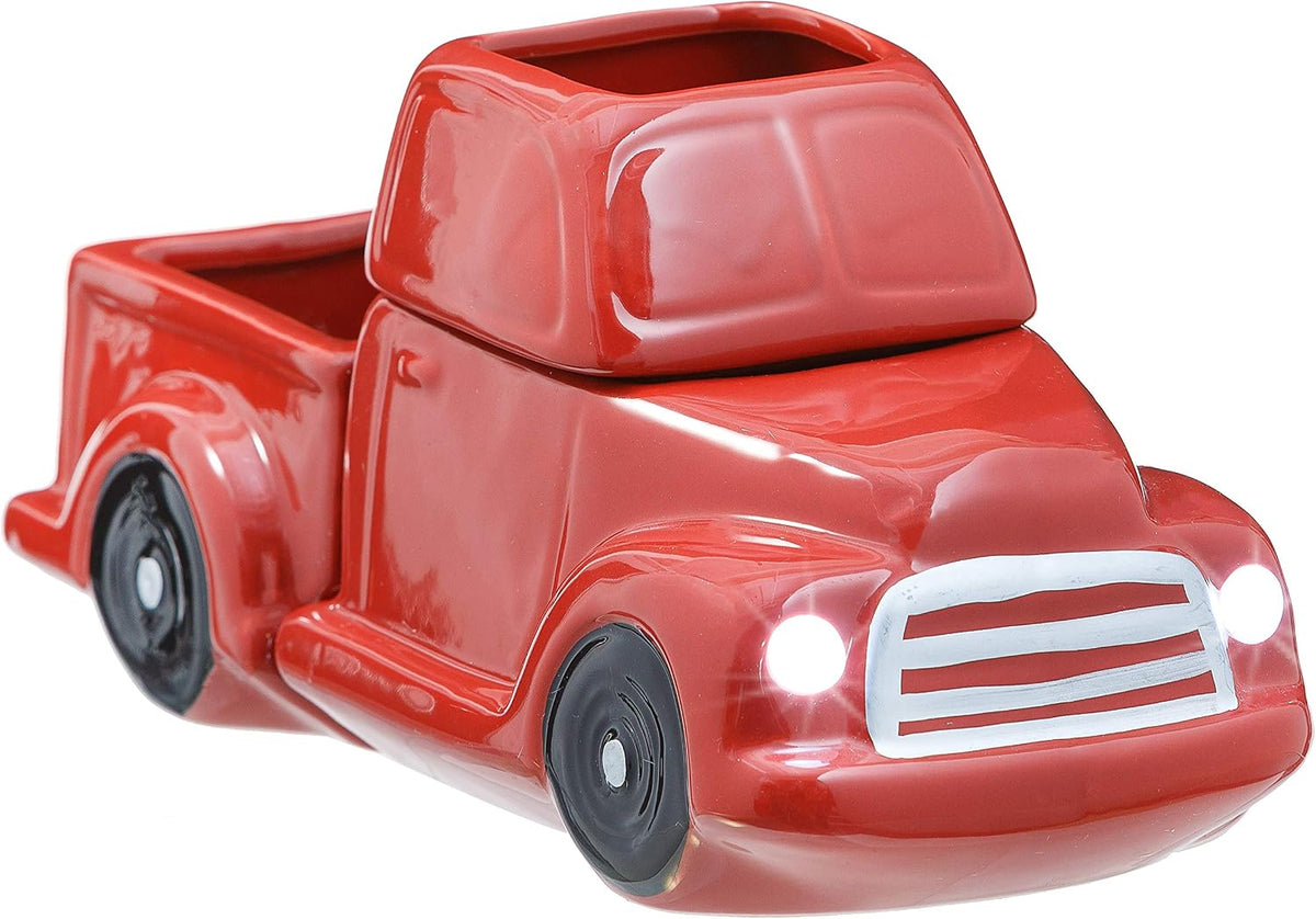 Ceramic Candle Wax Warmer, Vintage Red Truck with Safety Timer | Automatic Plug in Fragrance Warmer for Scented Wax Melts, Cubes, Tarts | Retro Farmhouse Air Freshener Set