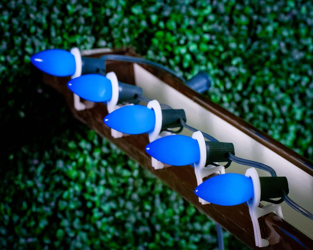Novelty Lights 50 Pack C9 Ceramic Outdoor Christmas Replacement Bulbs, Blue, E17 Intermediate Base, 7 Watt