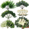 150 Pcs 10 Kinds Artificial Greenery Stems Bulk with Flowers Fake Eucalyptus Leaves Stems Bundle Faux Greenery Plant Branches for Floral Wedding Arrangement Home Decor Vase Bouquets