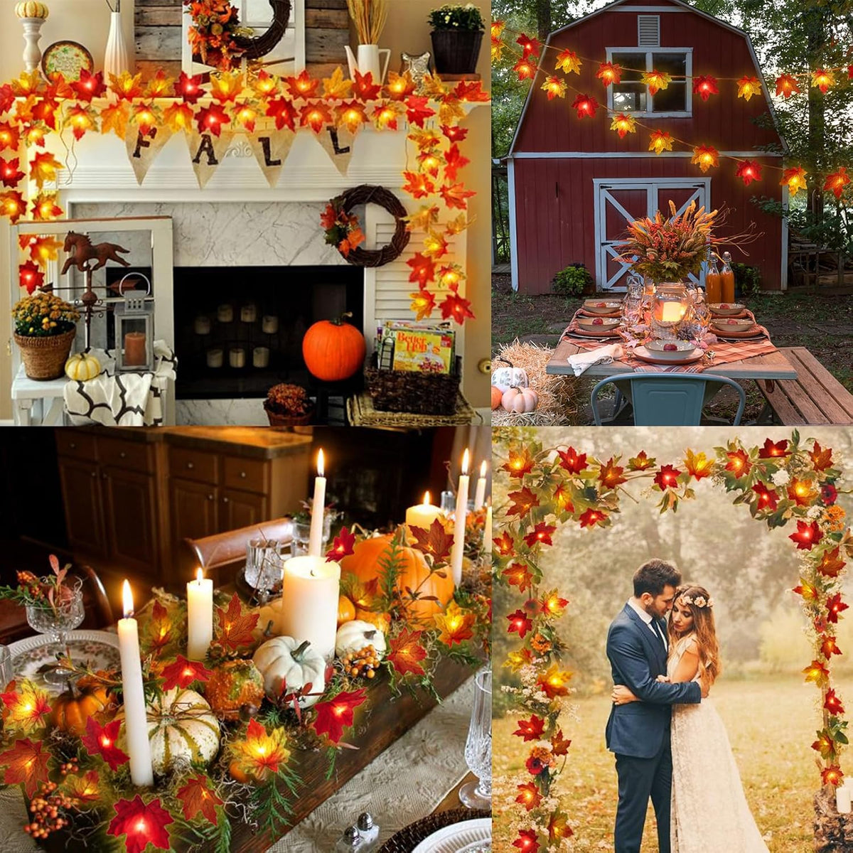 Runleo Fall Decor Maple Leaf Lights 10 ft 20 LED String Lights