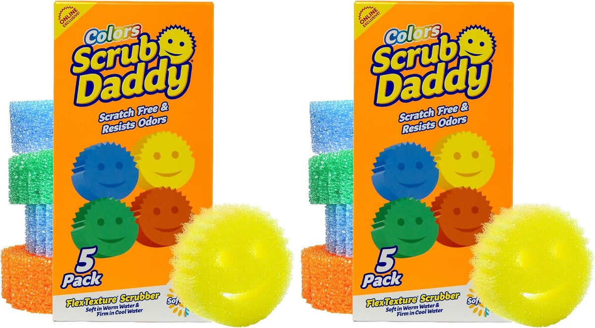 Scrub Daddy Scratch-Free Multipurpose Kitchen Sponges - Bulk Dish Sponges for Kitchen, Bathroom, Household Cleaning & More - Made with BPA-Free Polymer Foam (5 Count) (Pack of 2)