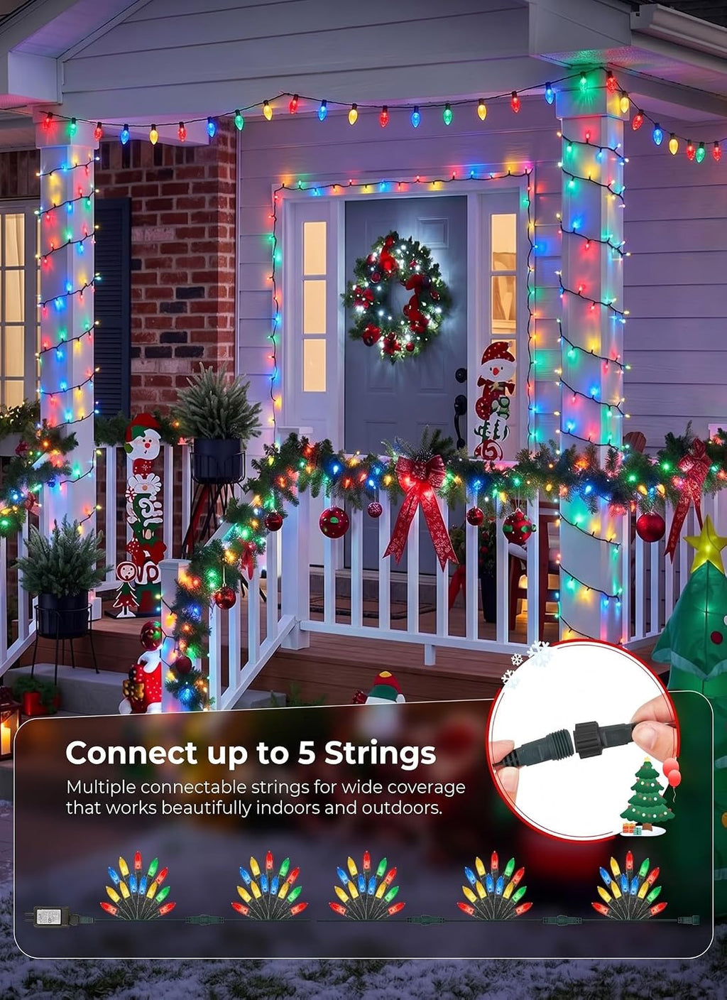 39Ft 100 LED Christmas Mini Lights, Multicolor Christmas Tree Lights Indoor