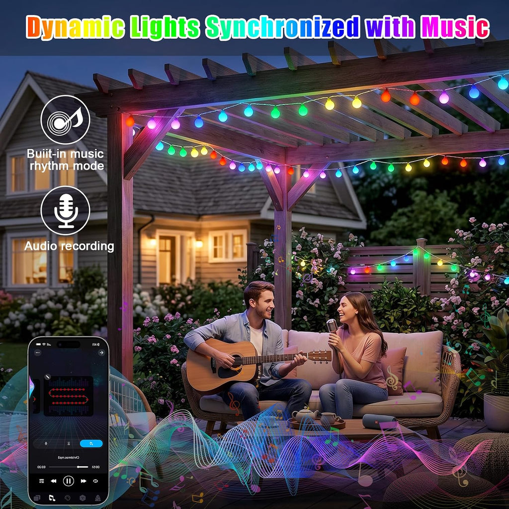 OMIKA 50FT 100 LED Smart Color Changing Globe String Lights, Smart Fairy Lights APP & Remote Control, Music Sync Twinkle Light, 100+ Dynamic Mode for Bedroom Classroom Party Christmas Decoration