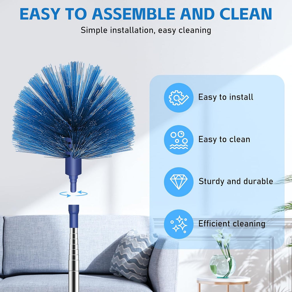SetSail Cobweb Duster with Extension Pole, for Cobweb Cleaning,Blue