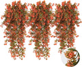 SJL 3Pcs Fall Faux Hanging Plants Artificial Fall Hanging Flowers Outdoor