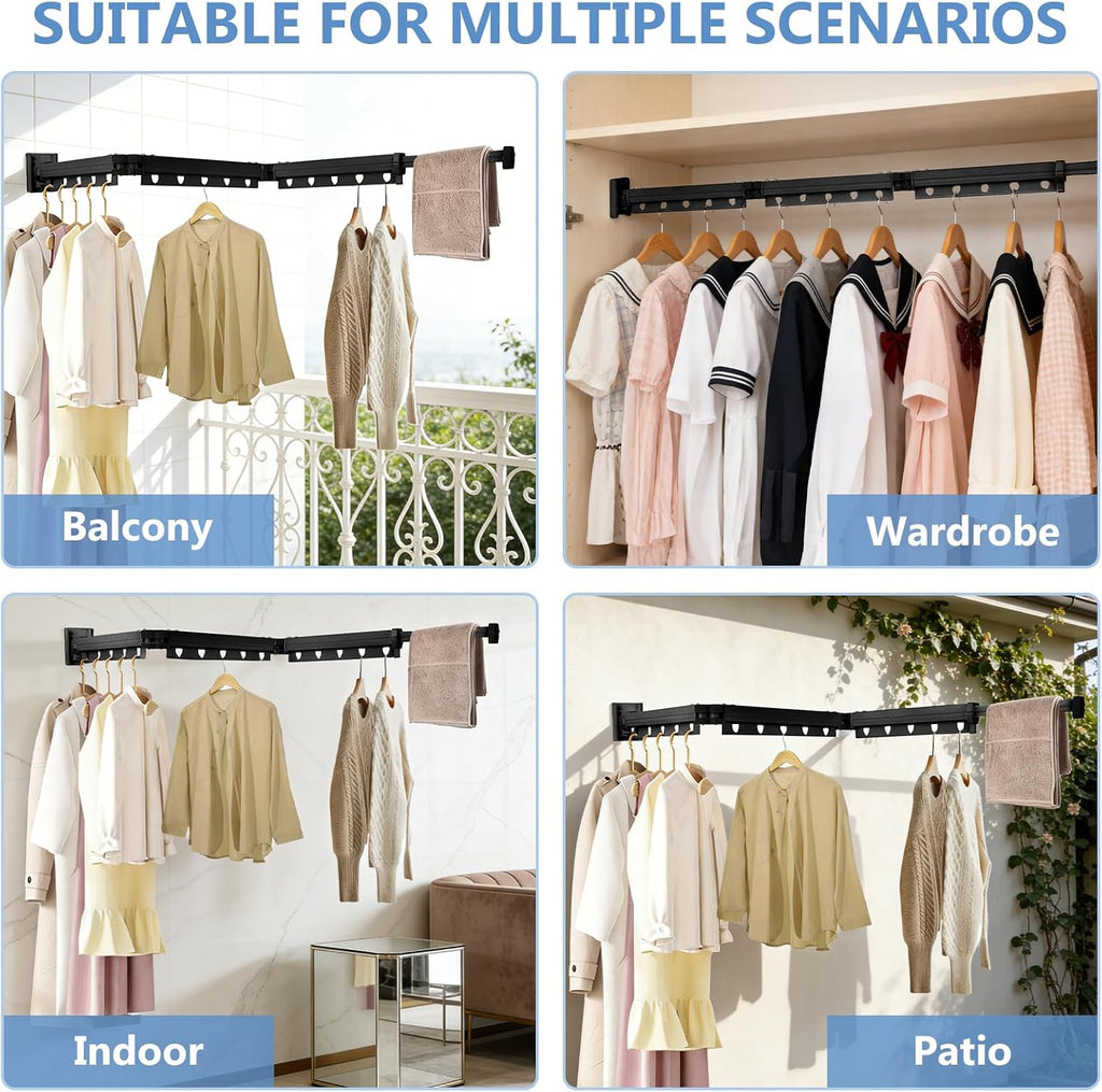 Clothes Drying Rack Wall Mounted, 3-Fold Space-Saving Drying Rack Clothing
