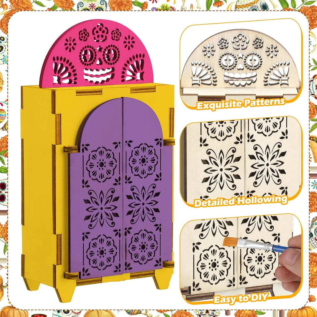 Chunful 27 Pcs Dia De Los Muertos Ofrenda Altar Decorations Wood Shadow Box