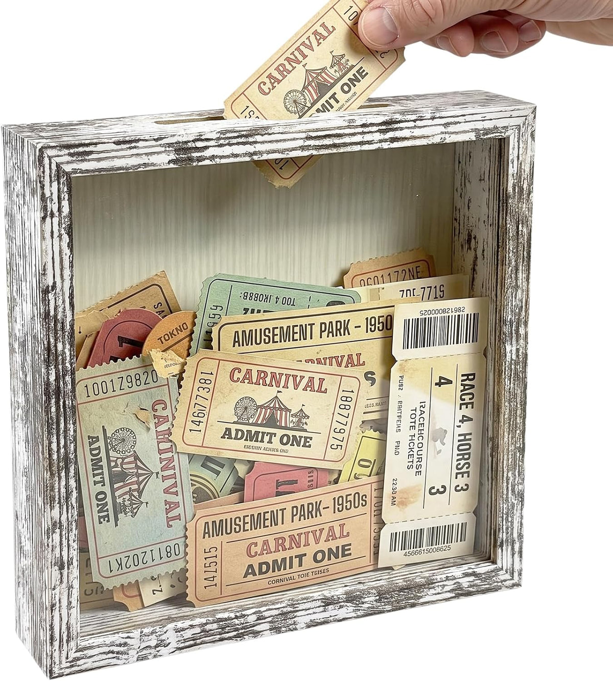 8x8 Shadow Box Frame,Top Loading Display Case Frame with Top Slot