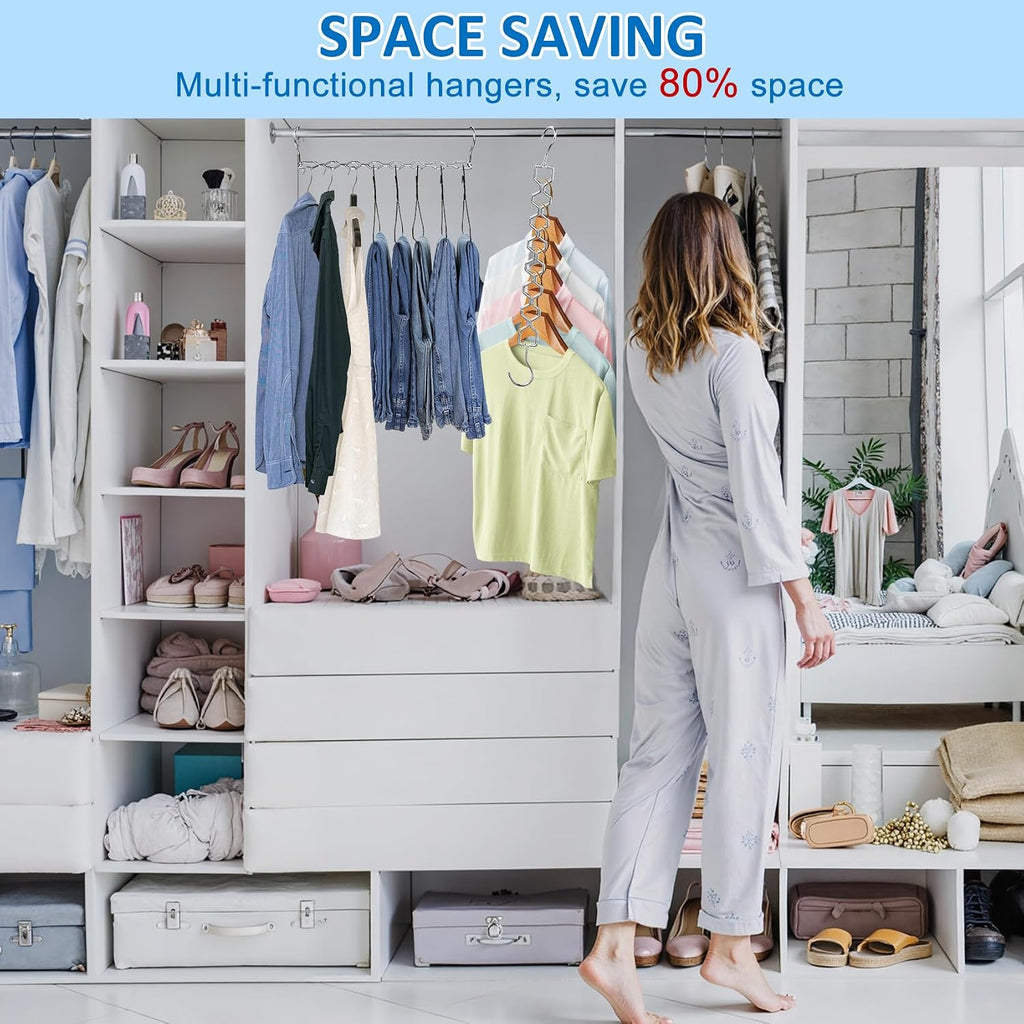 Space Saving Hangers for Clothes 6 Pack Sturdy Metal Hangers Heavy Duty