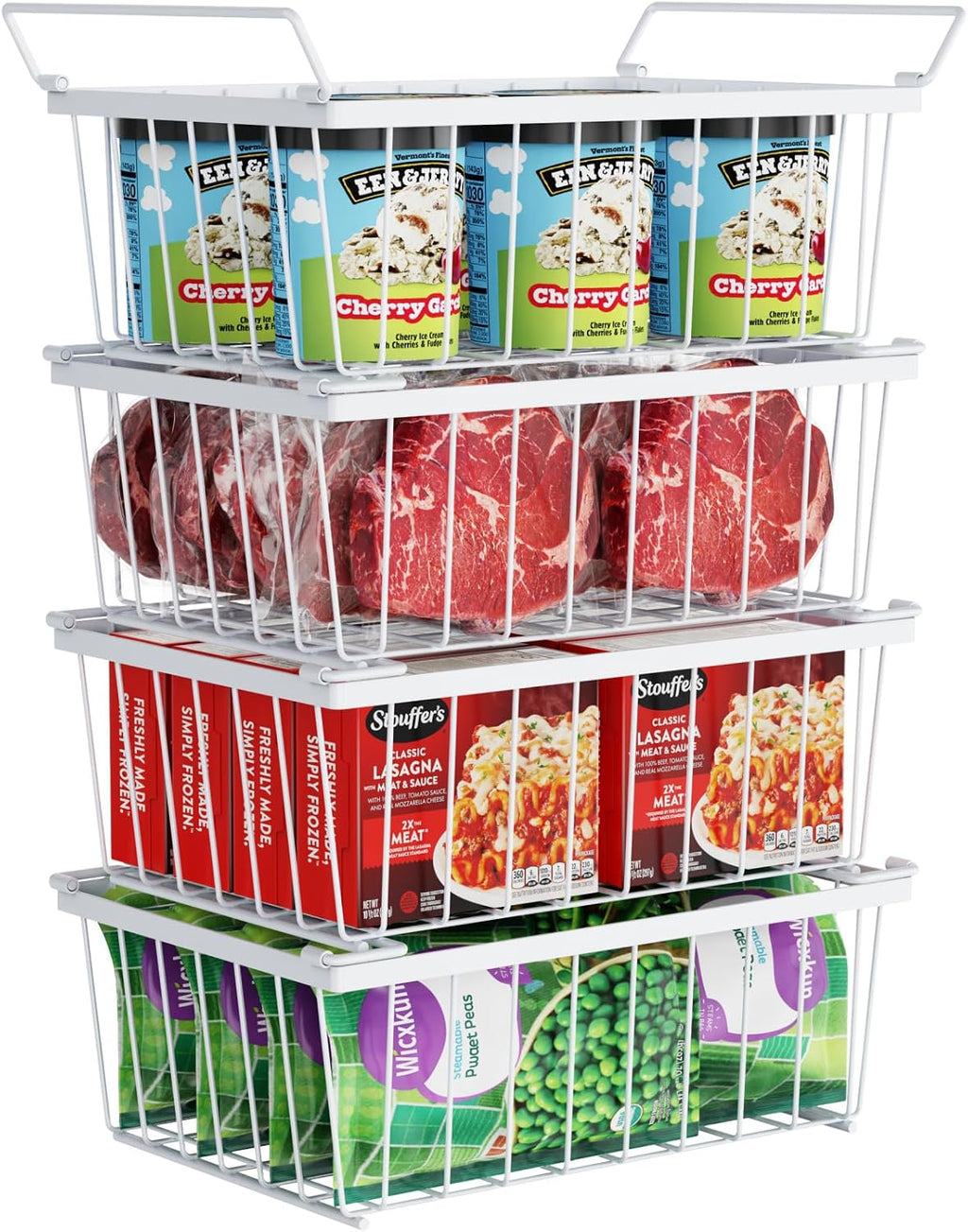 iSPECLE Chest Freezer Organizer - Storage Baskets for 5 Cu.Ft, 4 Pack