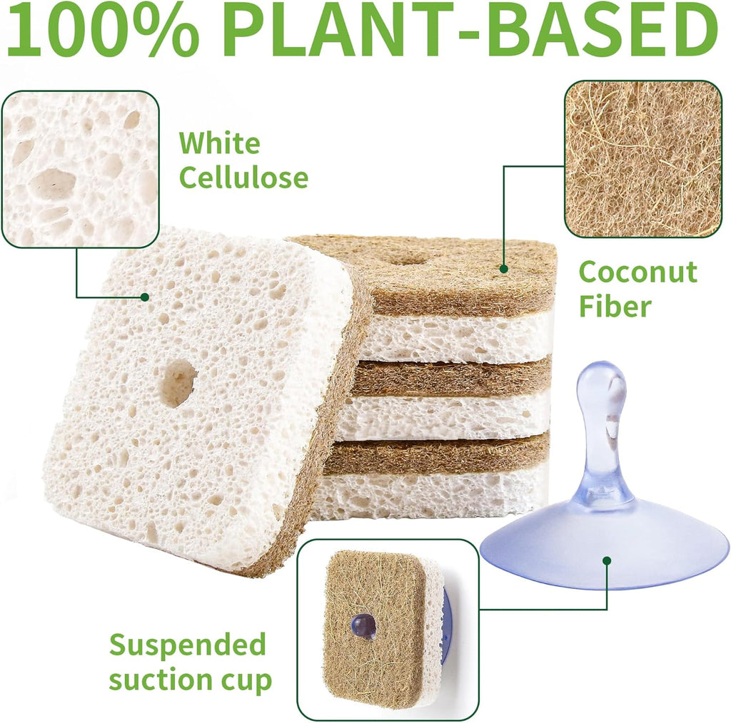 12Pack Kickleen Natural Kitchen Scrub Dish Sponges with Suction Hanger