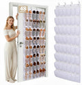48 Pockets Over the Door Shoe Organizer, Fits Women's Shoes Up to US Size 9, 6-Column Heavy Duty Shoe Storage for Sneakers & Heels, Mesh Hanging Rack for Entryway, Bedroom & Dorm, White
