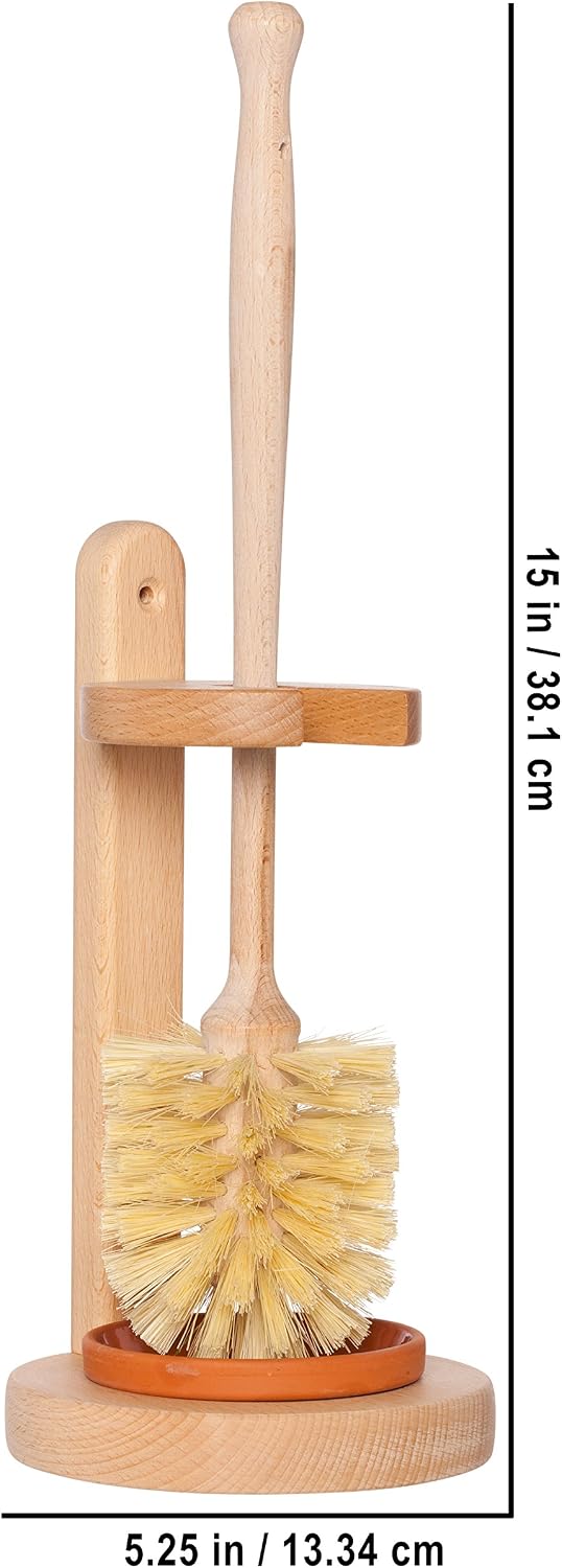 Redecker Toilet Brush and Stand, Tampico Fiber, Oiled Beechwood