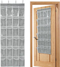 GOMAJI Over the Door 24 Pocket Hanging Shoe Organizer, Space Saving Hanging Storage Holder, Gray, (56" X 22.5")