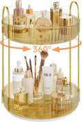 Rotating Makeup Organizer Countertop, 2 Tier, Gold