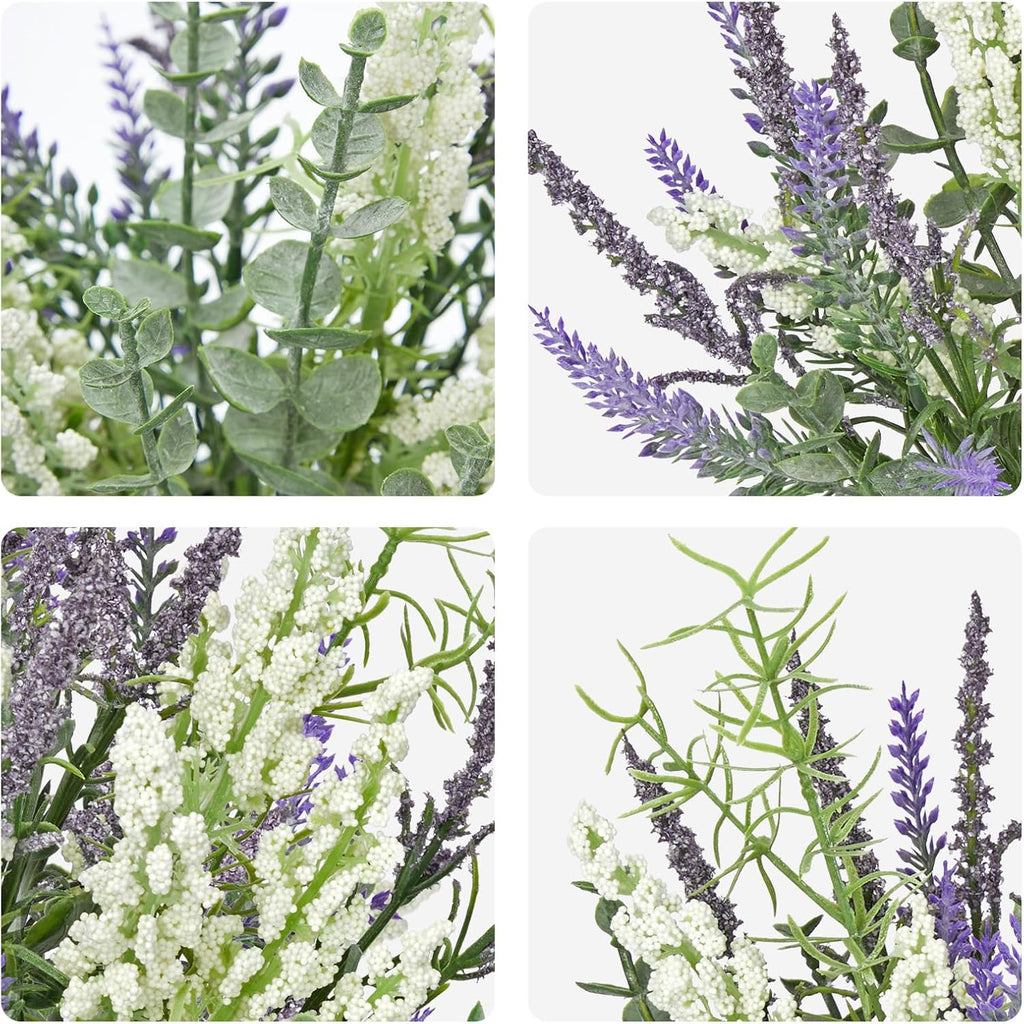 Hollyone 3 Bundles Fake Flowers Artificial Lavender Stems Bouquet Faux Plastic Purple Dried Lavender Flowers Plants for Vase DIY Wedding Floral Arrangement Home Table Centerpieces Indoor Outdoor Decor