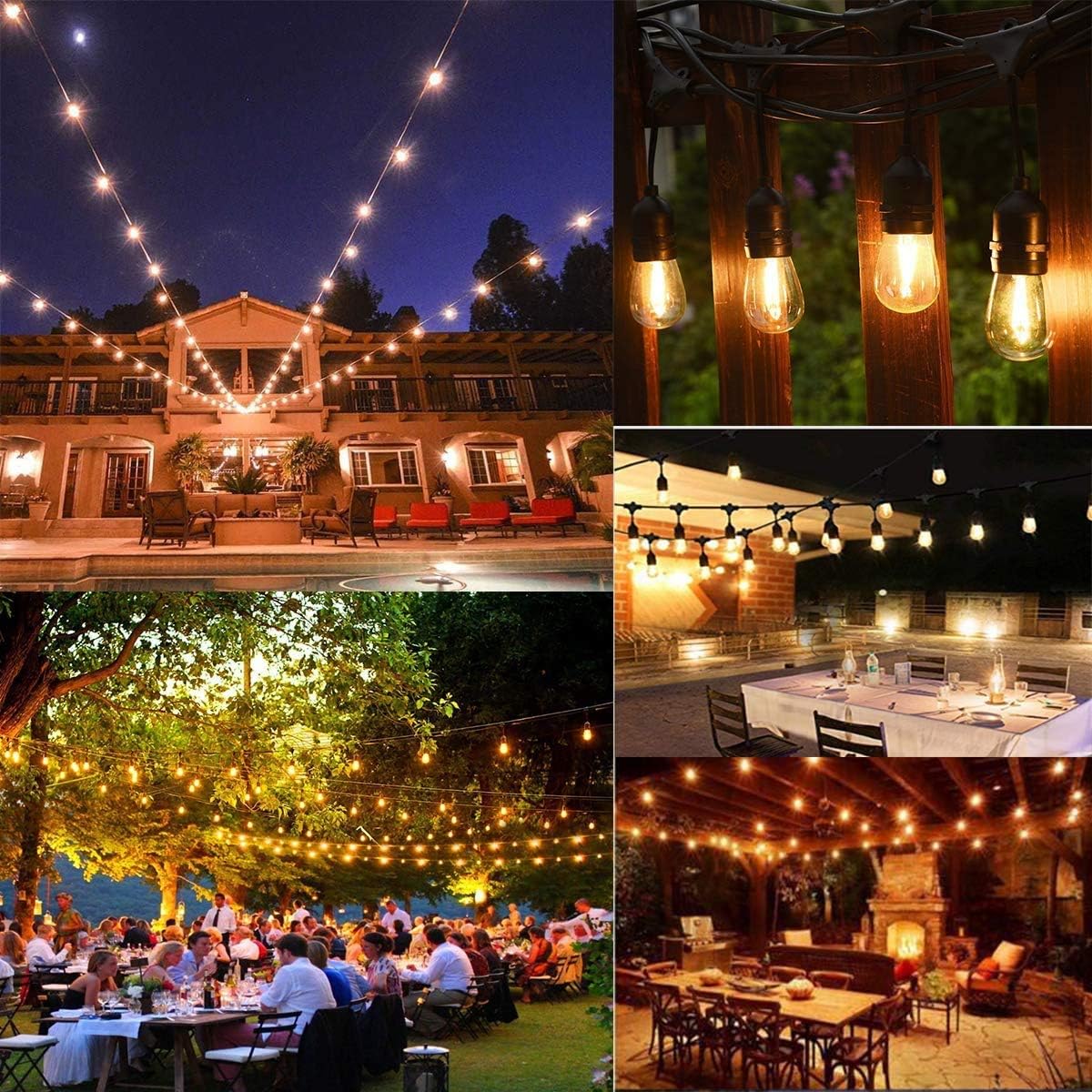 KLY 15-Pack LED String Light Bulbs, Plastic Shatterproof S14 Replacement Edison Bulbs, 1W Equivalent to 10W LED Bulb, Warm White 2200K E26 Base