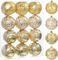 Hollyone 3.15"/80mm Gold Christmas Ball Ornaments 12 Pcs Shatterproof Christmas Tree Relief Ornament Set Large Hanging Balls for Xmas Wedding Holiday Wreath Home Decorations